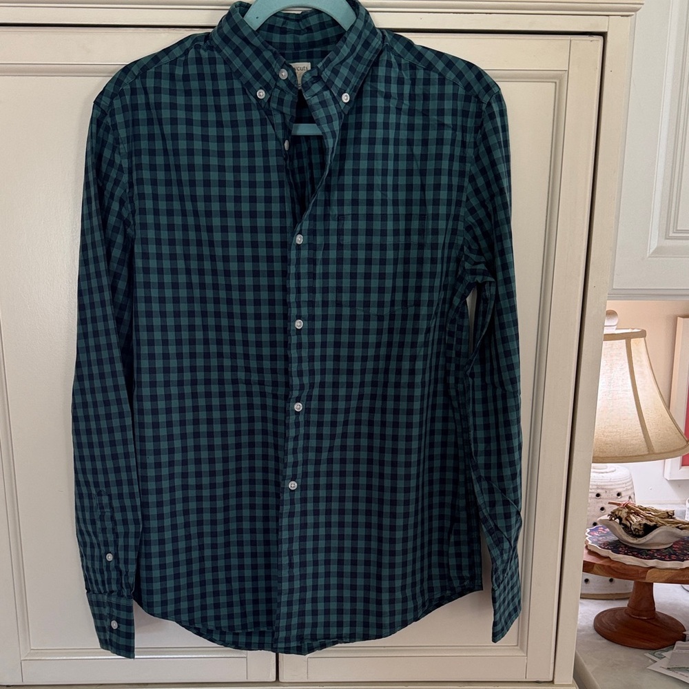 Crewcuts Teal and Navy Plaid Button Down Shirt